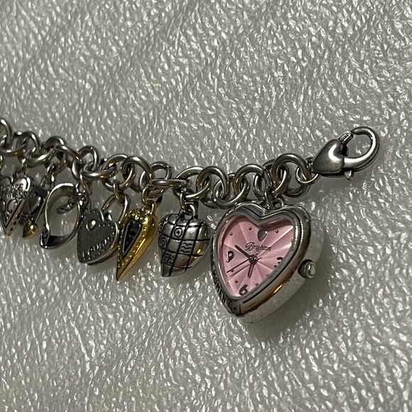 Brighton Power of Pink Breast Cancer Charm Bracelet Watch Silver Gold + Bag💞 - Picture 10 of 17